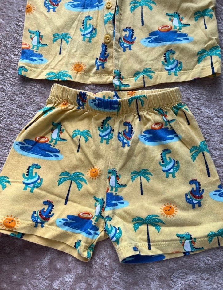 Sarı Tropikal Desenli Bebek Erkek Takımı - Görsel 4