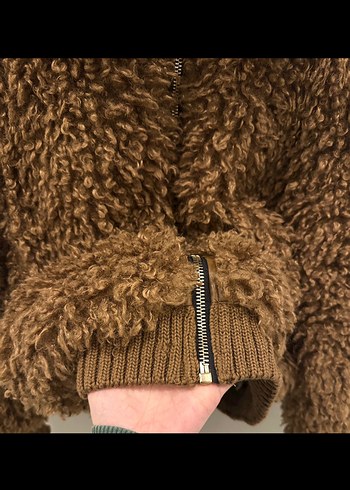 Zara Kahverengi Peluş Kadın Ceket - Görsel 4
