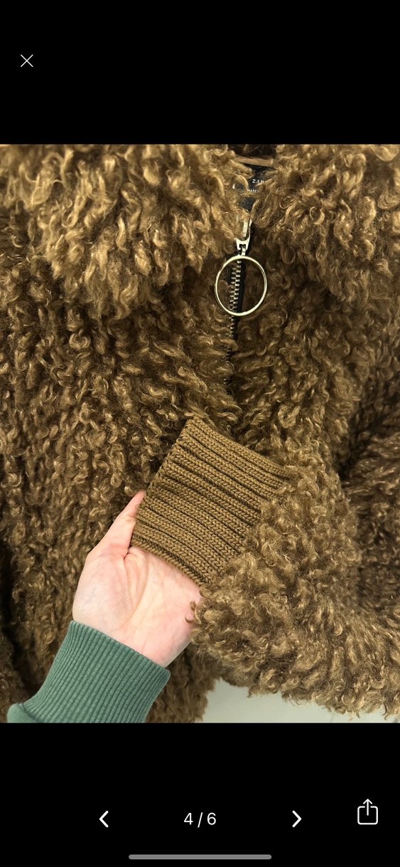 Zara Kahverengi Peluş Kadın Ceket - Görsel 5