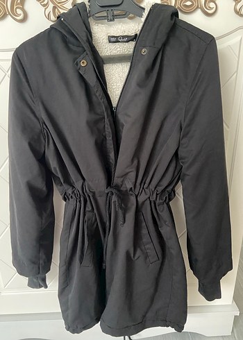 Siyah Kemerli Midi Street Wear Kadın Mont - Görsel 2