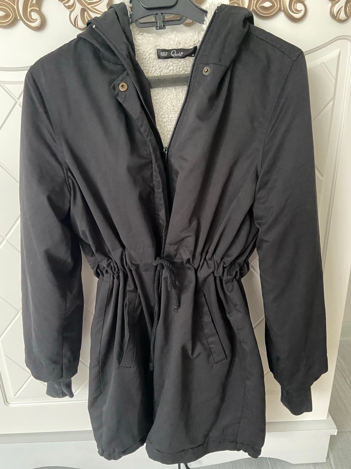 Siyah Kemerli Midi Street Wear Kadın Mont - Görsel 2