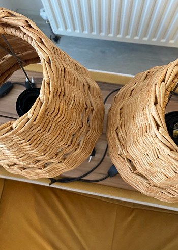 Bej Hasır Abajur 2'li Set - Görsel 3