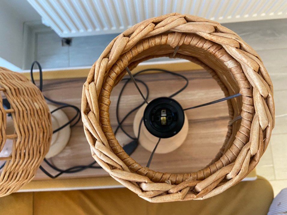 Bej Hasır Abajur 2'li Set - Görsel 2