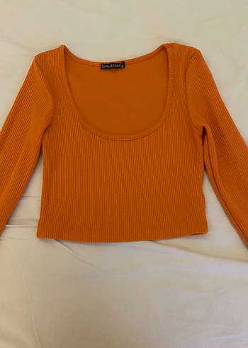 Diğer Kadın Turuncu Uzun Kollu Crop Top