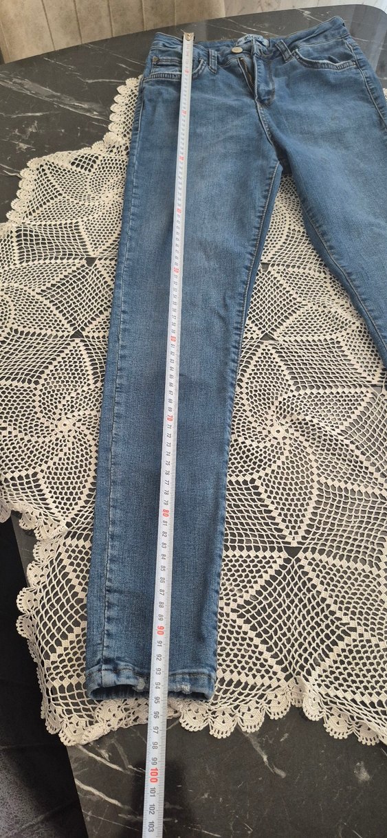 Düğmeli, Normal Boy, Dar Kesim Kadın Kot Pantolon - Görsel 5