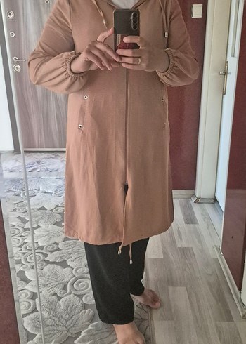 camel renk ayrobin kumaş yazlık kap Rahat Kesim - Görsel 7