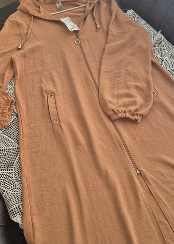 camel renk ayrobin kumaş yazlık kap Rahat Kesim - Görsel 18