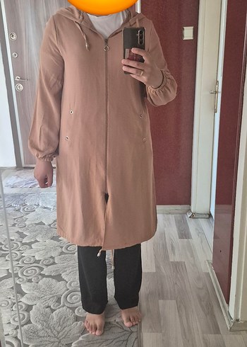 camel renk ayrobin kumaş yazlık kap Rahat Kesim - Görsel 9