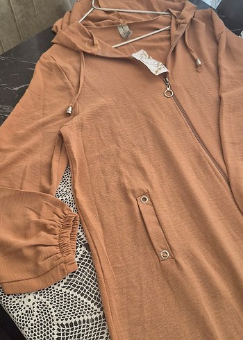 camel renk ayrobin kumaş yazlık kap Rahat Kesim - Görsel 14