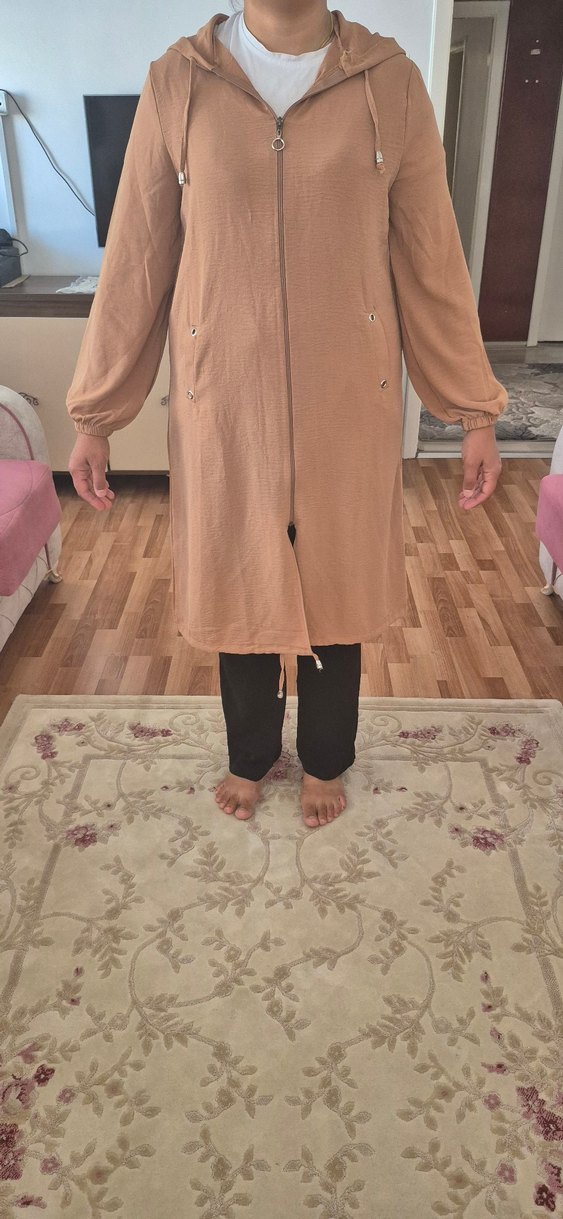 camel renk ayrobin kumaş yazlık kap Rahat Kesim - Görsel 3