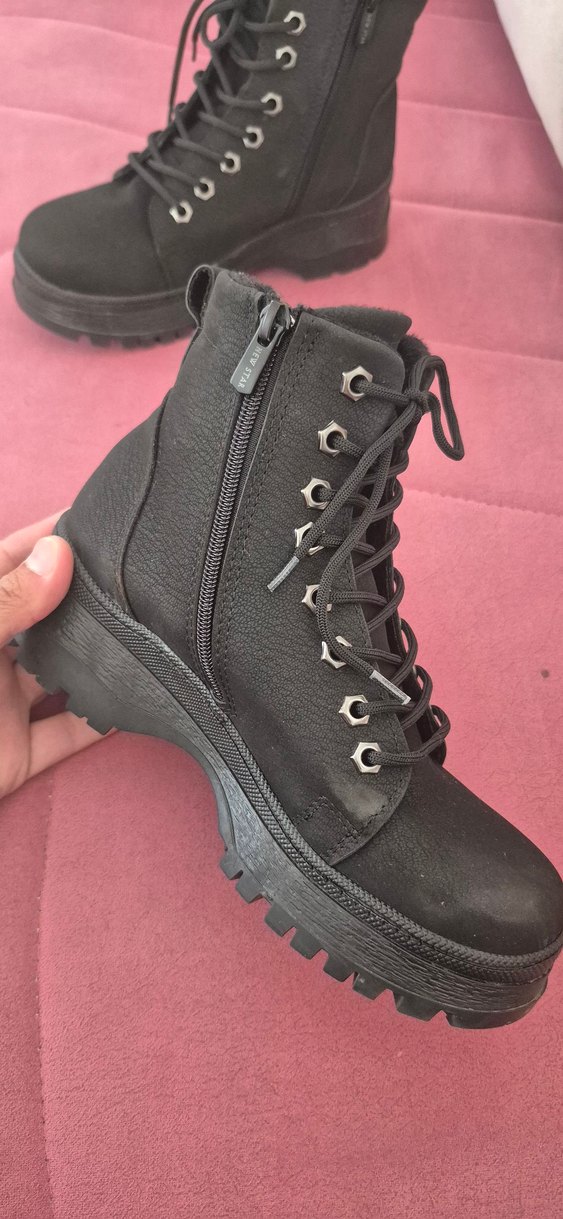 Siyah Fermuarlı Dolgu Topuklu Goth Bot - Görsel 5