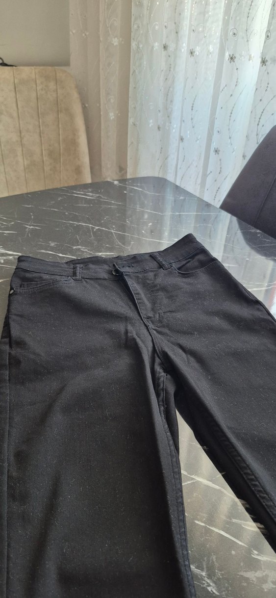 Kemer Detaylı Siyah Kadın Denim Pantolon - Görsel 5