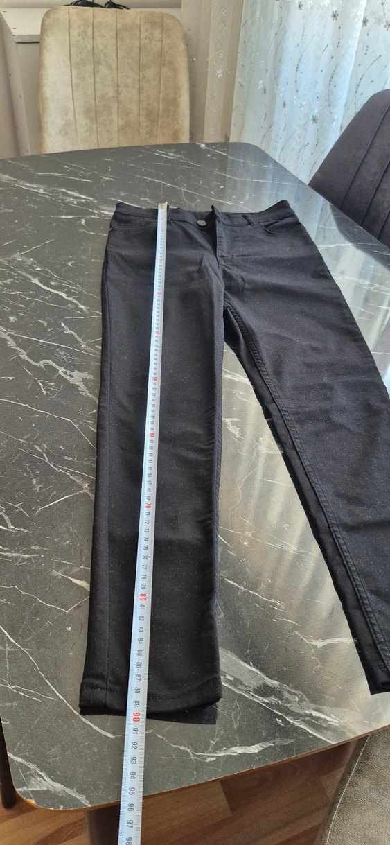 Kemer Detaylı Siyah Kadın Denim Pantolon - Görsel 3