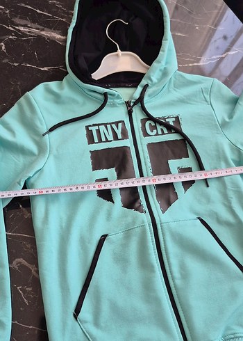 turkuaz mavi KapüşonluSweatshirt - Görsel 4