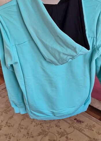 turkuaz mavi KapüşonluSweatshirt - Görsel 2