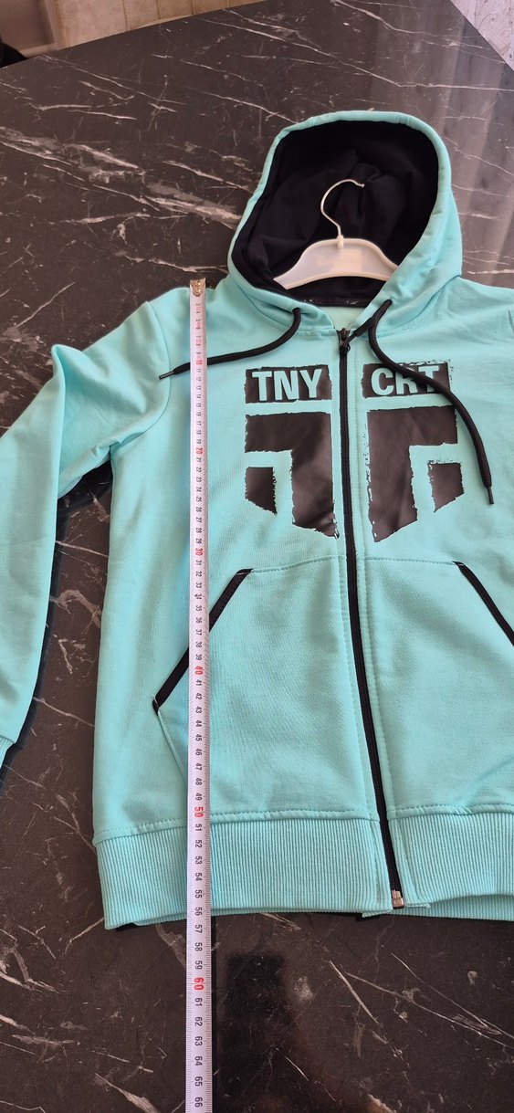 turkuaz mavi KapüşonluSweatshirt - Görsel 5