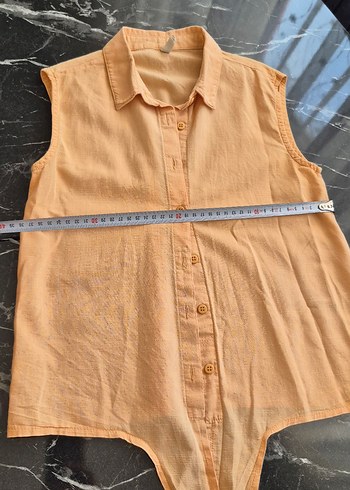 Bej Kolsuz V Yakalı Keten Gömlek - Görsel 2