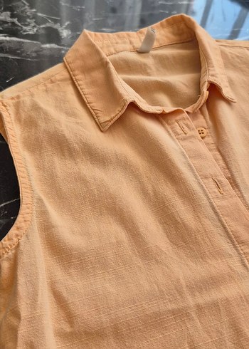 Bej Kolsuz V Yakalı Keten Gömlek - Görsel 5