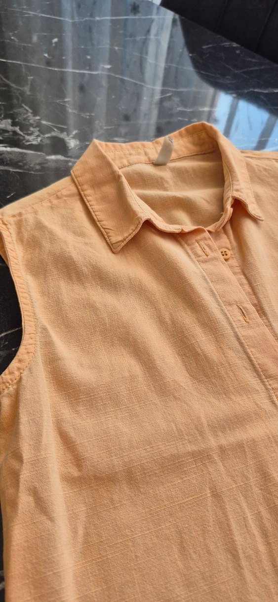 Bej Kolsuz V Yakalı Keten Gömlek - Görsel 5