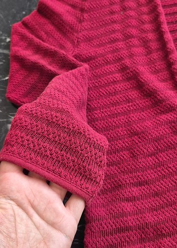 Kadın Kırmızı Triko Hırka - Görsel 7