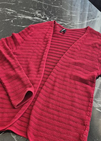 Kadın Kırmızı Triko Hırka - Görsel 6