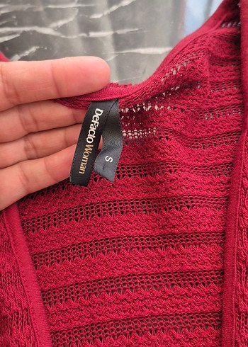 Kadın Kırmızı Triko Hırka - Görsel 10