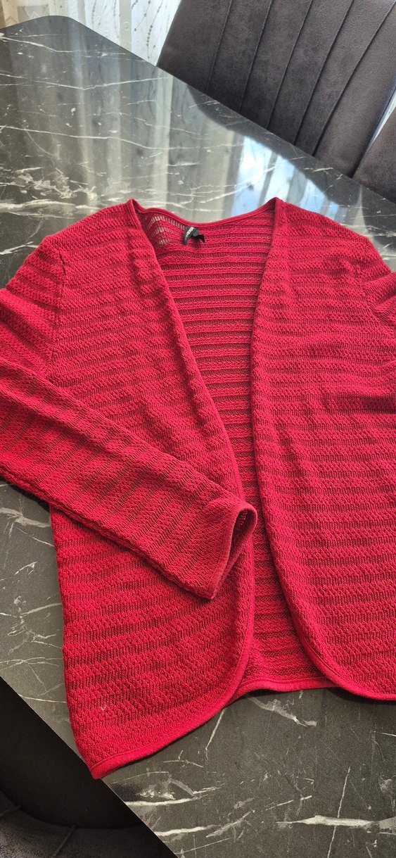 Kadın Kırmızı Triko Hırka - Görsel 4