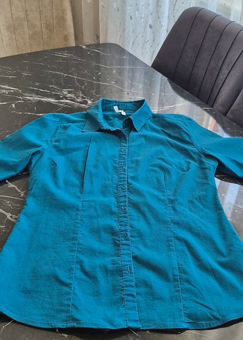 Kadın Mavi Denim Gömlek Uzun Kollu - Görsel 4