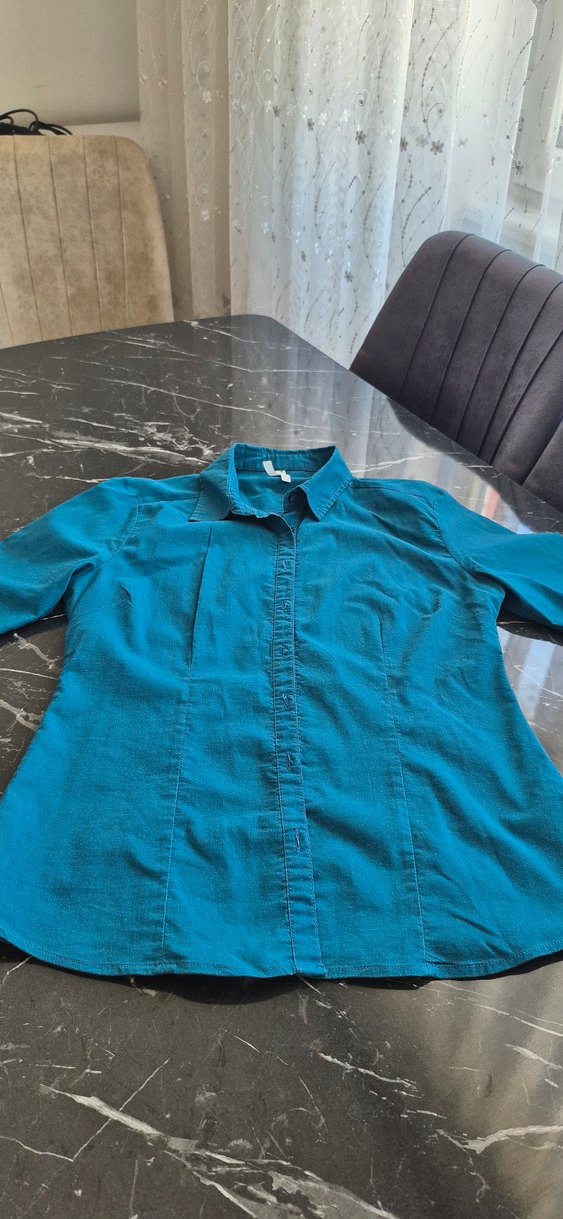 Kadın Mavi Denim Gömlek Uzun Kollu - Görsel 4