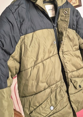 Erkek Çocuk haki yeşik Kapüşonlu Mont - Görsel 9