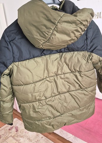 Erkek Çocuk haki yeşik Kapüşonlu Mont - Görsel 6