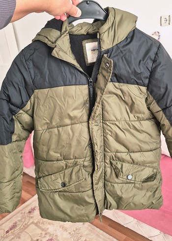 Erkek Çocuk haki yeşik Kapüşonlu Mont - Görsel 8