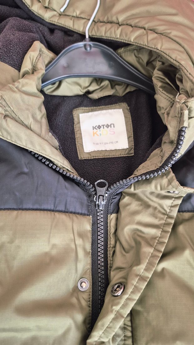 Erkek Çocuk haki yeşik Kapüşonlu Mont - Görsel 4