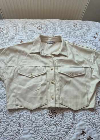 Düğmeli Bej Deri Kadın Ceket - Görsel 5