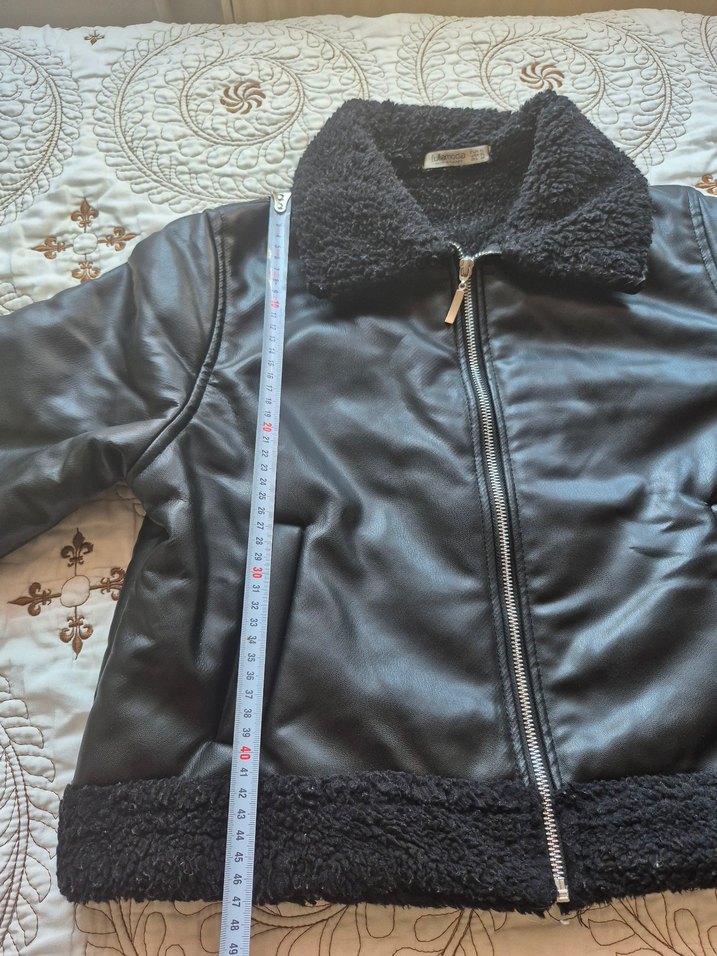 Kürklü Siyah Mini Deri Ceket - Görsel 5