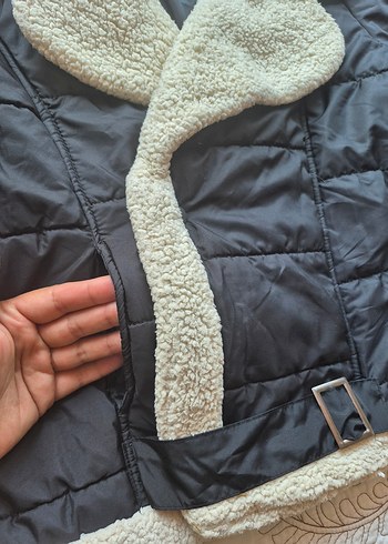 siyah Kadın Kışlık Yumuşak Dokulu Mont - Görsel 9