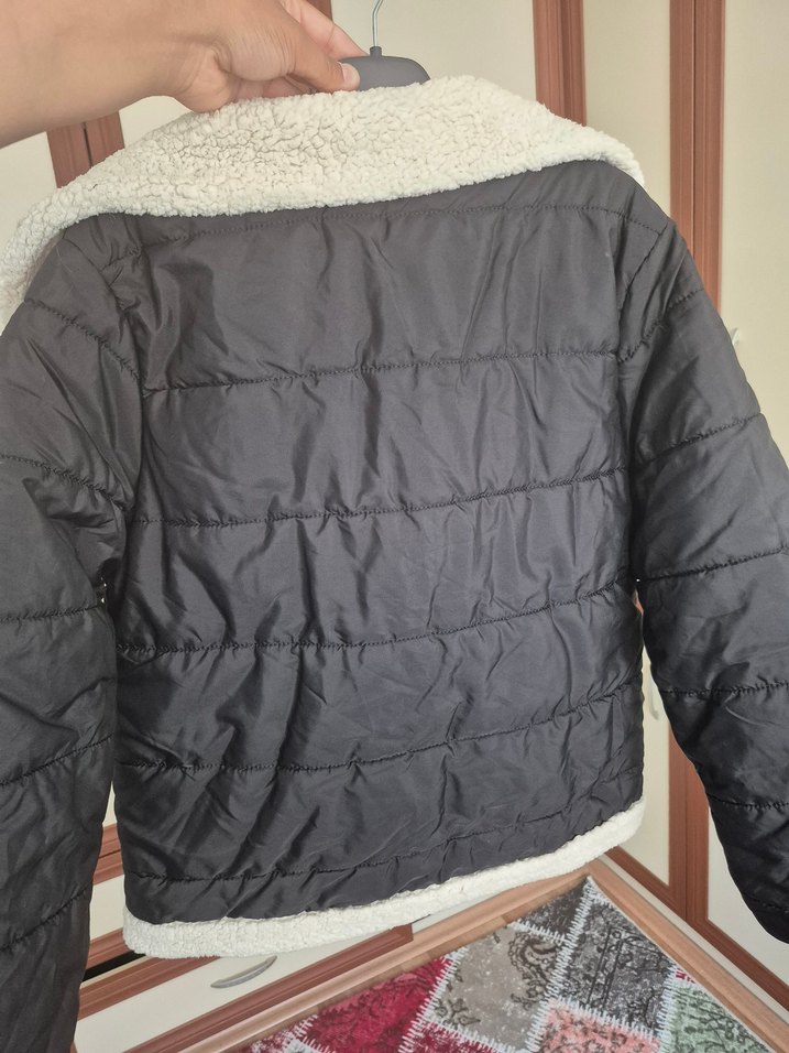 siyah Kadın Kışlık Yumuşak Dokulu Mont - Görsel 2