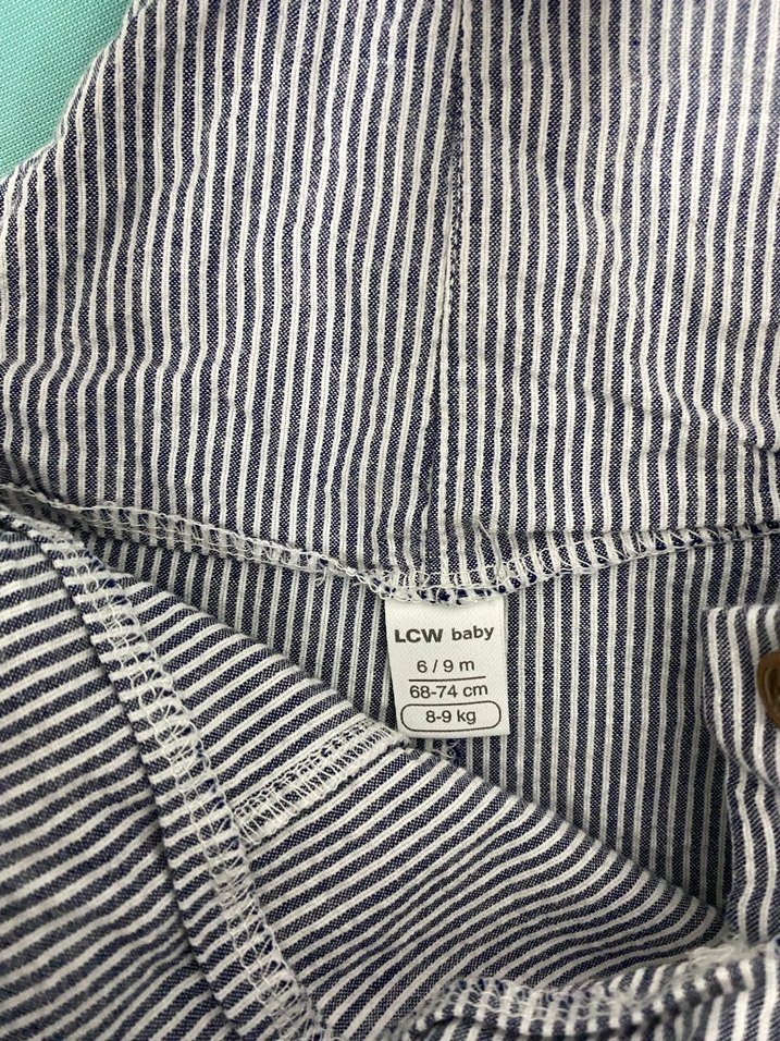 Çizgili Mavi Erkek Çocuk Askılı Tulum - Görsel 2