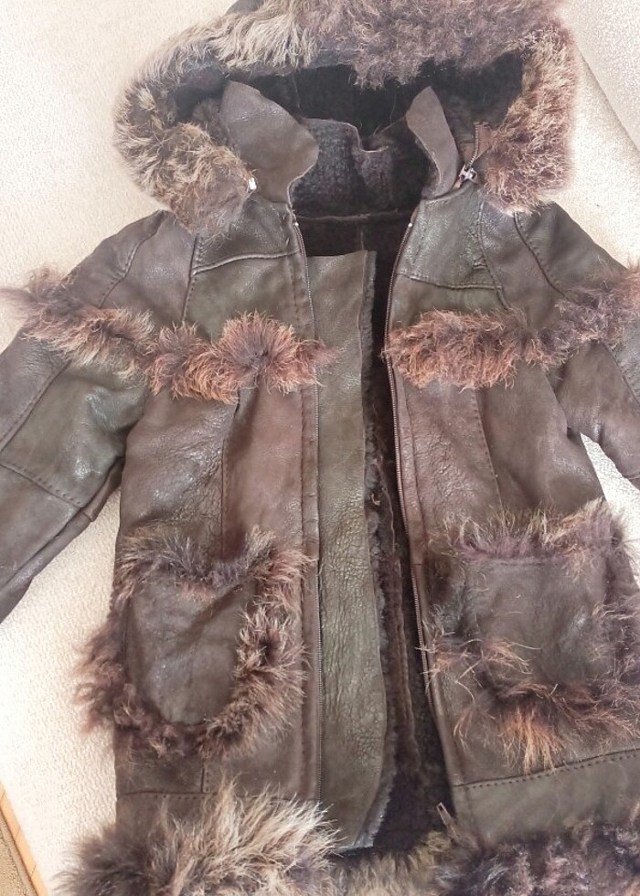 Özel dikim deri çoçuk montu - Görsel 3