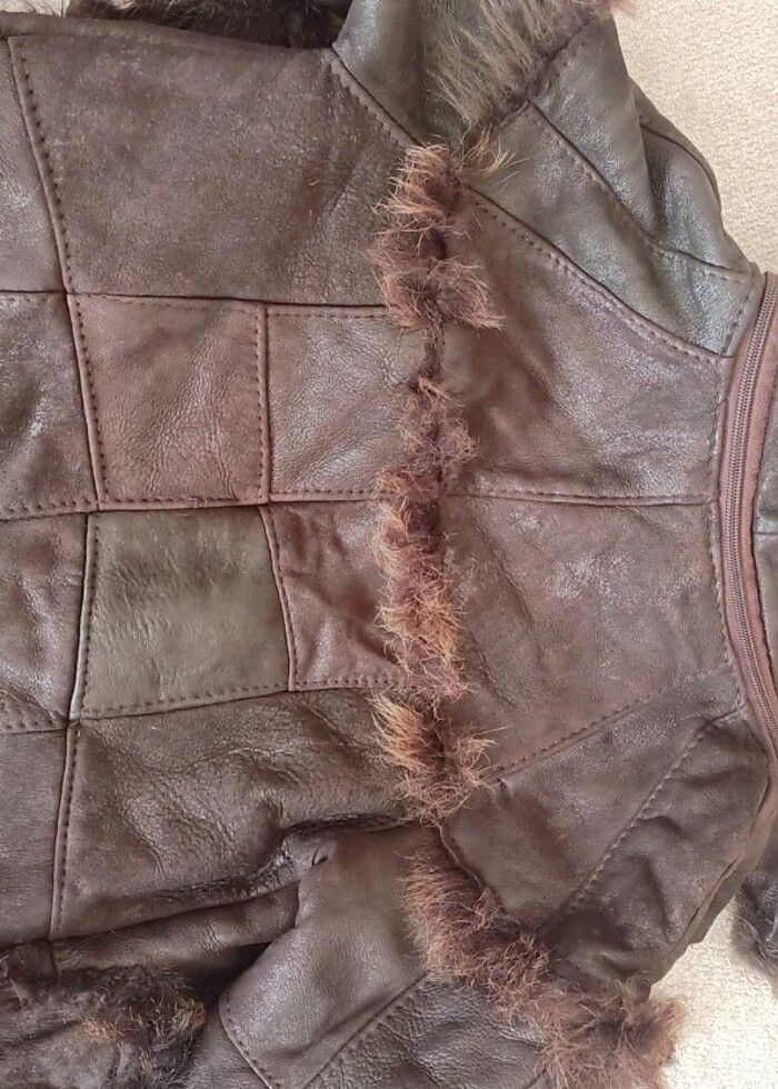 Özel dikim deri çoçuk montu - Görsel 4