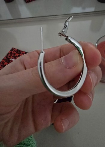 Gri Midi Halka Küpe - Görsel 2