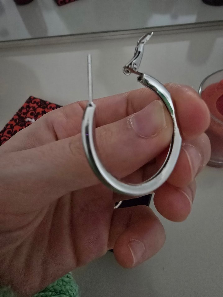 Gri Midi Halka Küpe - Görsel 2