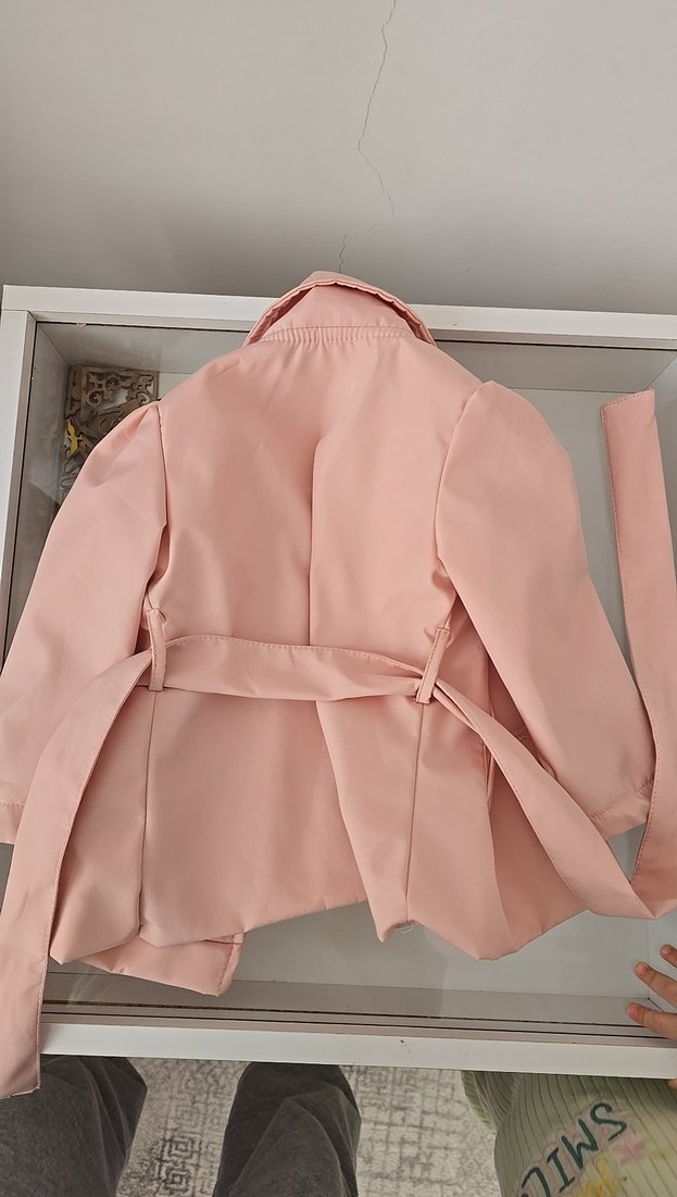 Kız Çocuk Pembe Düğmeli Ceket - Görsel 2
