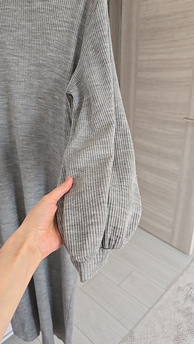 Gri Uzun Triko Balıkçı Yaka Elbise - Görsel 3