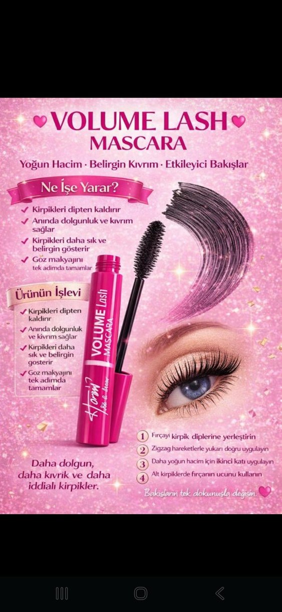 Hacim Veren Parlak Pembe Maskara - Görsel 5