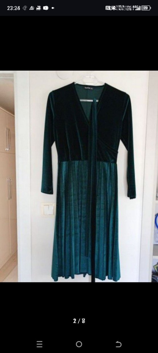 Kadife Pilili Elbise - Görsel 2