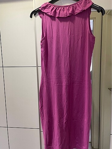 xs Beden mor Renk Bonprix Fırfır Detaylı Elbise