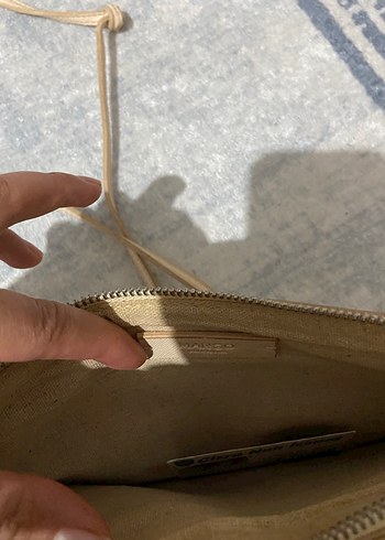 Bej Deri Yılan Desenli Kadın Çanta - Görsel 6