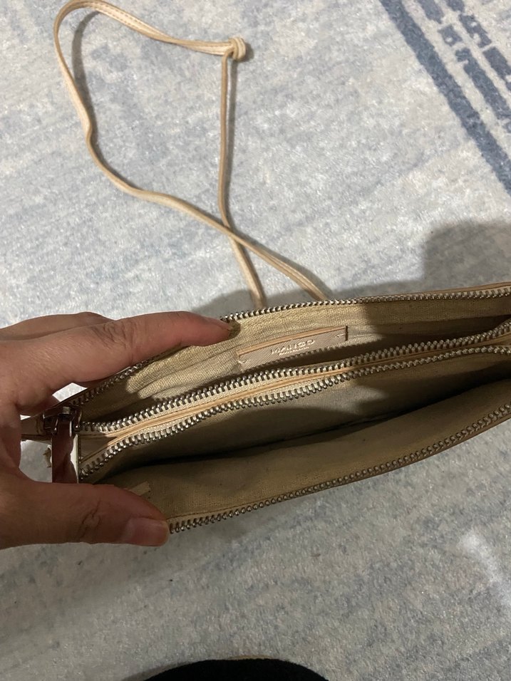 Bej Deri Yılan Desenli Kadın Çanta - Görsel 5