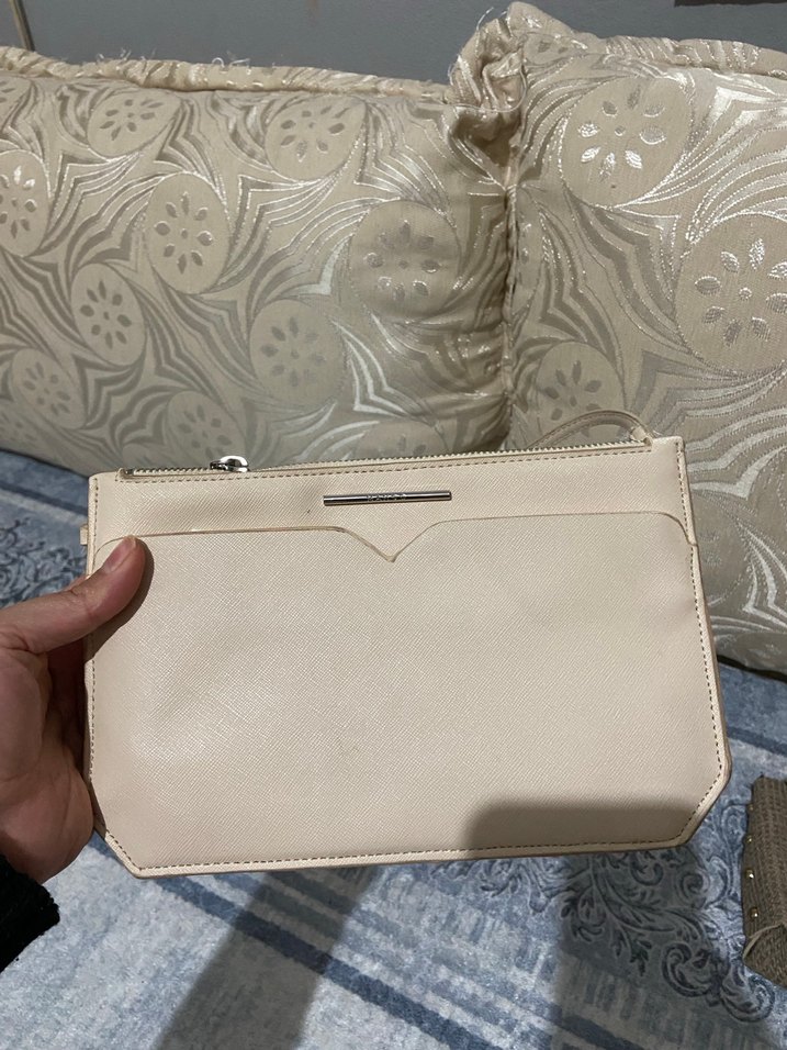 Bej Deri Yılan Desenli Kadın Çanta - Görsel 3